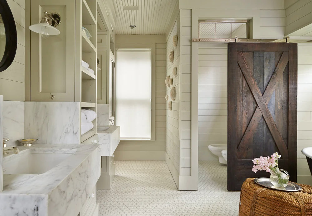 Hilton bath interior showing coordinated architectural paint colors and materials